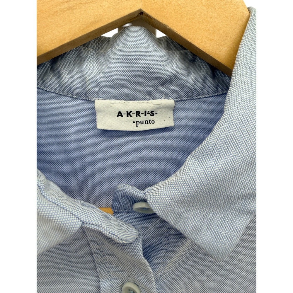 Akris Punto Womens Light Blue Cotton Eyelet Lace Back Button Down Shirt Size 6 - Picture 2 of 6